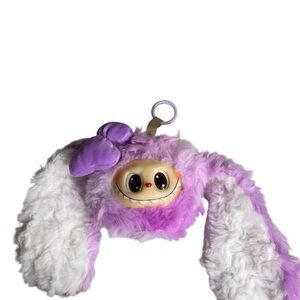 Labubu Purple and White Plush Keychain
